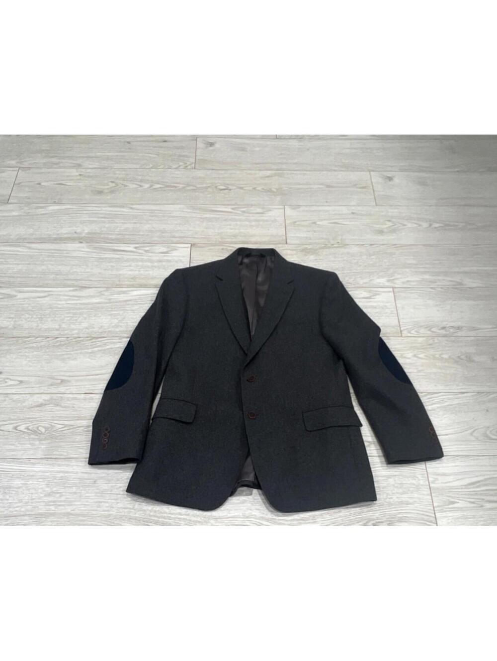 Tailored Fit ELBOW PATCHES Jos A. Bank Men's Gray Solid Wool Blazer 46R $595